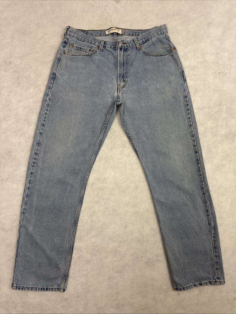 Levis 505 Jeans Mens 36x34 Blue Regular Fit Straight Leg Denim Classic